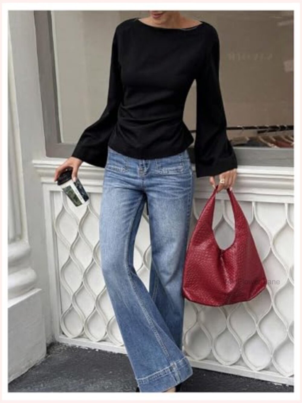 Women's Long Sleeve Blouse Boat Neck Drop Shoulder Tunic Top - Picture 5 of 5